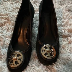 Suede Tory Burch heels, size 9M.